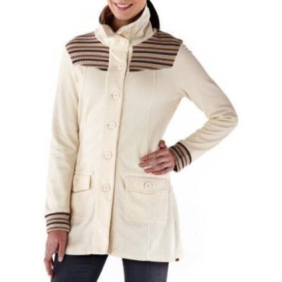 PrAna Cream Rowen Knit Winter Jacket Button Down S - Picture 1 of 6